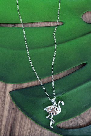 Seaglass Cove Pink Flamingo Silvertone Necklace - Wholesale Accessory Market