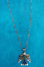 Turquoise Mosaic Ridge Thunder Silvertone Necklace - Wholesale Accessory Market