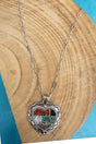 Multi - Color Mosaic Ridge Heart Silvertone Necklace - Wholesale Accessory Market