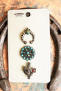 Naja, Concho and Cactus Turquoise Silvertone Pin Set - Wholesale Accessory Market