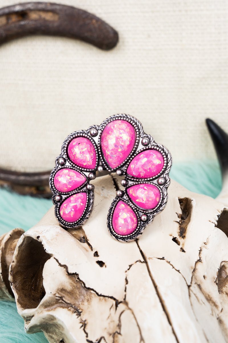 Stonegate Pink Opal Naja Silvertone Ring - Wholesale Accessory Market
