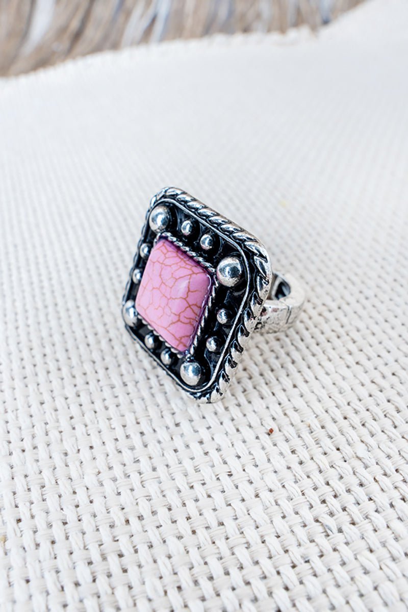 Pink Durango Dreams Silvertone Stretch Ring - Wholesale Accessory Market