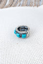 Turquoise Tucson Trails Silvertone Stretch Ring - Wholesale Accessory Market