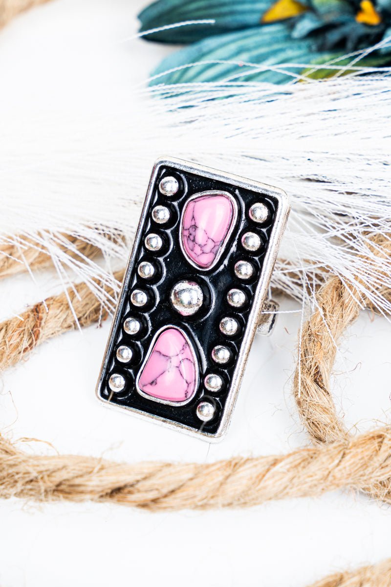 Romona Pink Silvertone Bar Ring - Wholesale Accessory Market