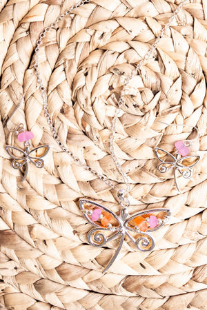 Colorful Delightful Dragonfly Necklace and Earring Set - Wholesale Accessory Market