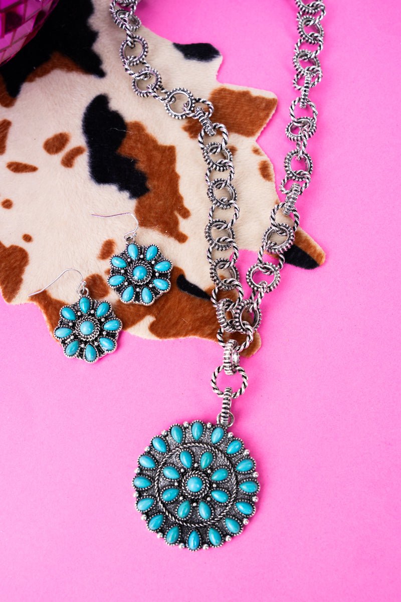 Turquoise Temperance Necklace and Earring Set - Wholesale Accessory Market