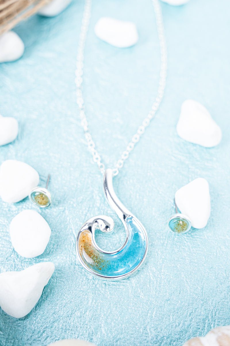Costa Rica Shores Silvertone Necklace and Earring Set - Wholesale Accessory Market