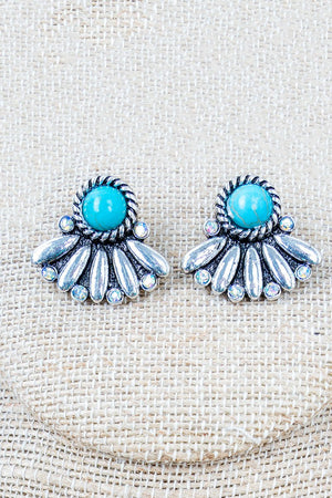 Turquoise Pikes Peak Silvertone Necklace and Earring Set - Wholesale Accessory Market