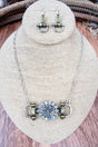 Iridescent Longhorn Bridle Two - Tone Necklace and Earring Set - Wholesale Accessory Market