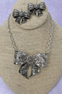 Prairie Ribbon Silvertone Necklace and Earring Set - Wholesale Accessory Market