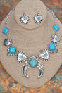 Arizona Amor Turquoise & Silvertone Necklace and Earring Set - Wholesale Accessory Market