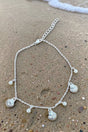 Palma Pearl Seashell Silvertone Charm Anklet - Wholesale Accessory Market