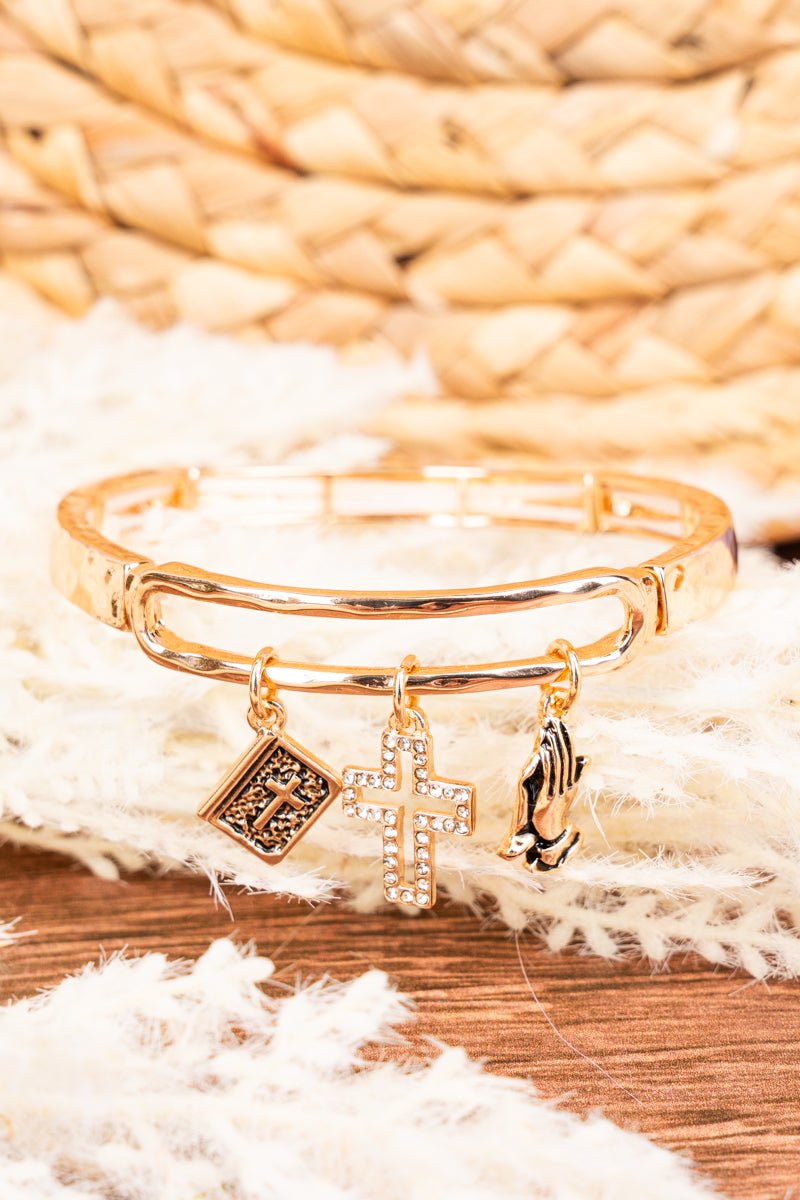 Blessed Goldtone Charm Stretch Bracelet - Wholesale Accessory Market