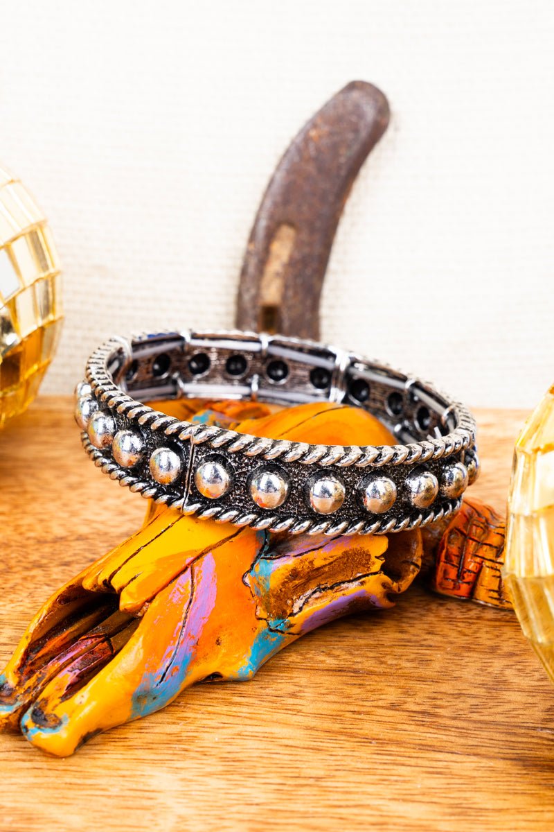 Western Edge Silvertone Studded Bracelet - Wholesale Accessory Market
