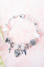 Serenity Prayer White and Silvertone Sliding Bead Charm Bracelet - Wholesale Accessory Market