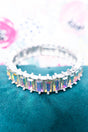 Iridescent Jazzy Jewels Silvertone Stretch Bracelet - Wholesale Accessory Market