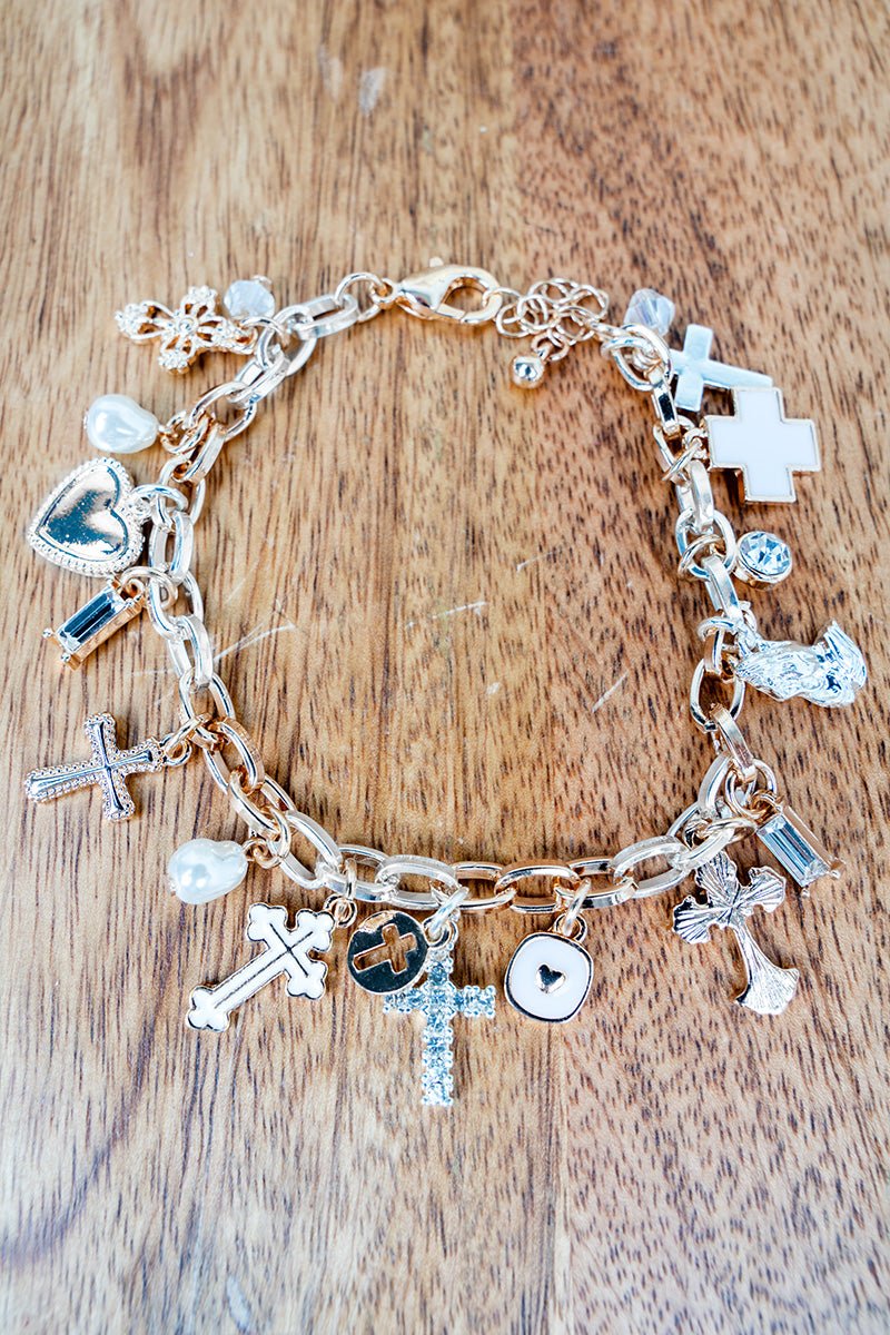 Spirit & Strength Two - Tone Charm Bracelet - Wholesale Accessory Market