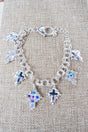 Iridescent Delicate Devotion Silvertone Charm Bracelet - Wholesale Accessory Market