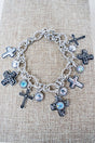 Lassoed by Grace Iridescent Crystal Silvertone Charm Bracelet - Wholesale Accessory Market