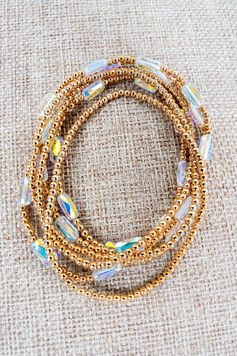 The Inner Circle Iridescent and Goldtone Beaded Bracelet Set - Wholesale Accessory Market