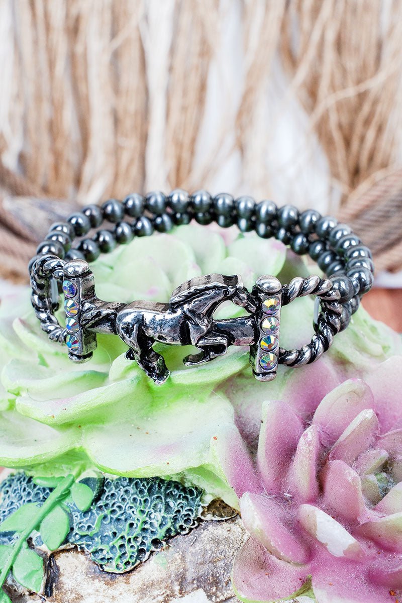 Iridescent Rein Ridge Silver Pearl Bracelet - Wholesale Accessory Market