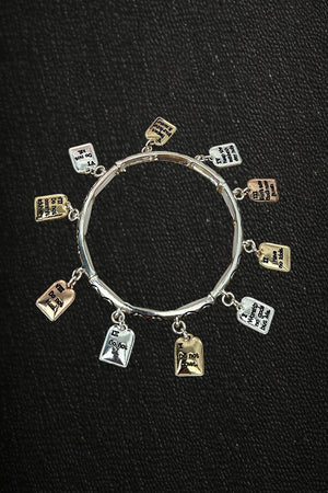 10 Commandments Tri - Tone Charm Bracelet - Wholesale Accessory Market