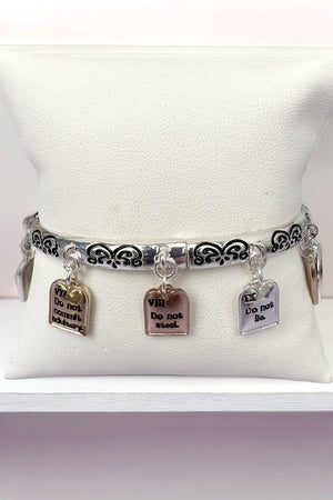 10 Commandments Tri - Tone Charm Bracelet - Wholesale Accessory Market