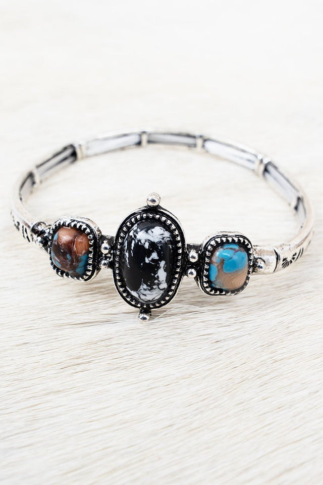 High Plains Silvertone Stretch Bracelet - Wholesale Accessory Market