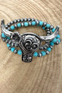 Sunpetal Steer Turquoise & Silver Pearl Bracelet - Wholesale Accessory Market