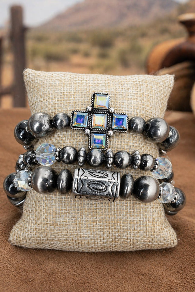 Iridescent Gritstone Grace Beaded Bracelet Set - Wholesale Accessory Market