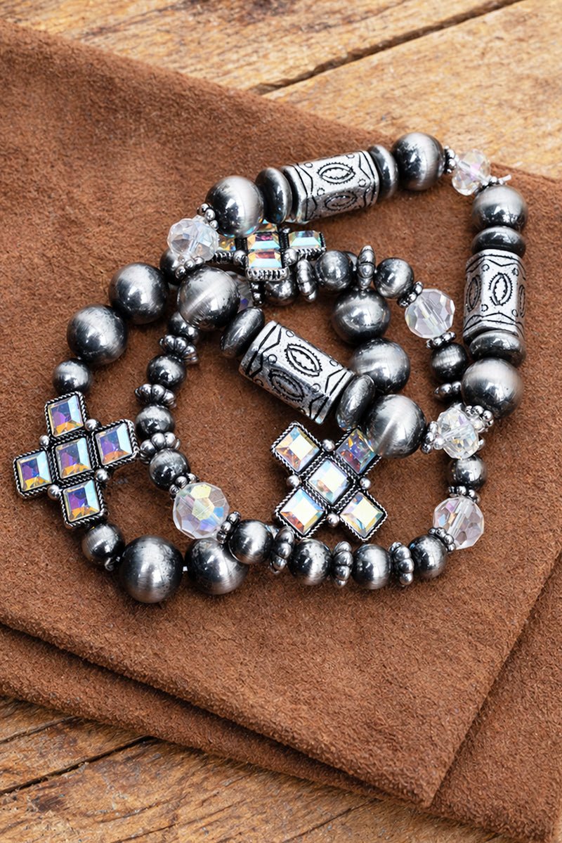 Iridescent Gritstone Grace Beaded Bracelet Set - Wholesale Accessory Market