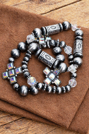 Iridescent Gritstone Grace Beaded Bracelet Set - Wholesale Accessory Market