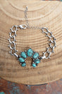 Turquoise Naja Linked in Stone Silvertone Bracelet - Wholesale Accessory Market