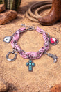 Redeemed Ranch Pink Fabric Chain Charm Bracelet - Wholesale Accessory Market