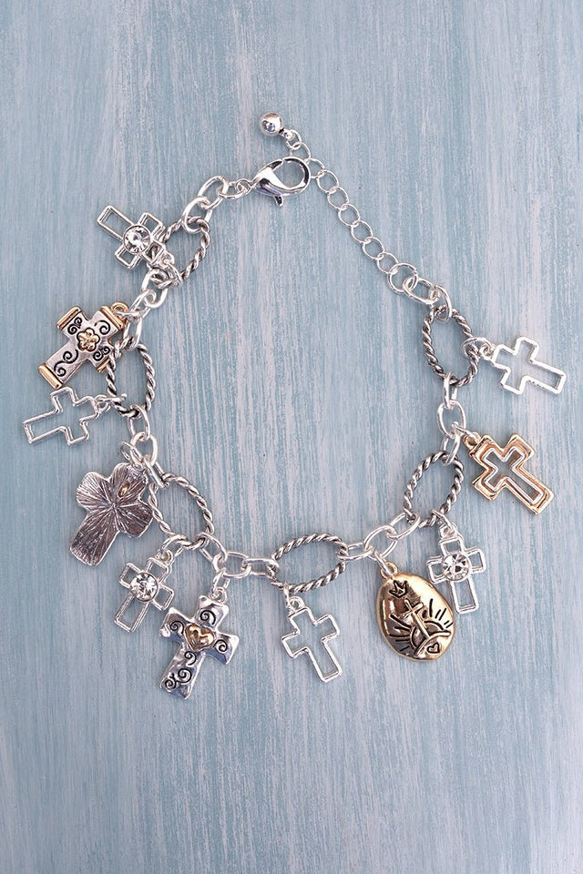 The Faith Edit Two - Tone Charm Bracelet - Wholesale Accessory Market