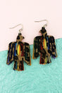 SALE! Layered Leopard and Serape Faux Leather Thunderbird Earrings - Wholesale Accessory Market