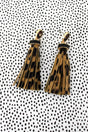 SALE! Brown Glitter Disk Leopard Tassel Earrings - Wholesale Accessory Market