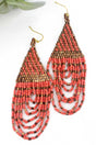 SALE! Soarin' Coral Seed Bead Fringe Earrings - Wholesale Accessory Market