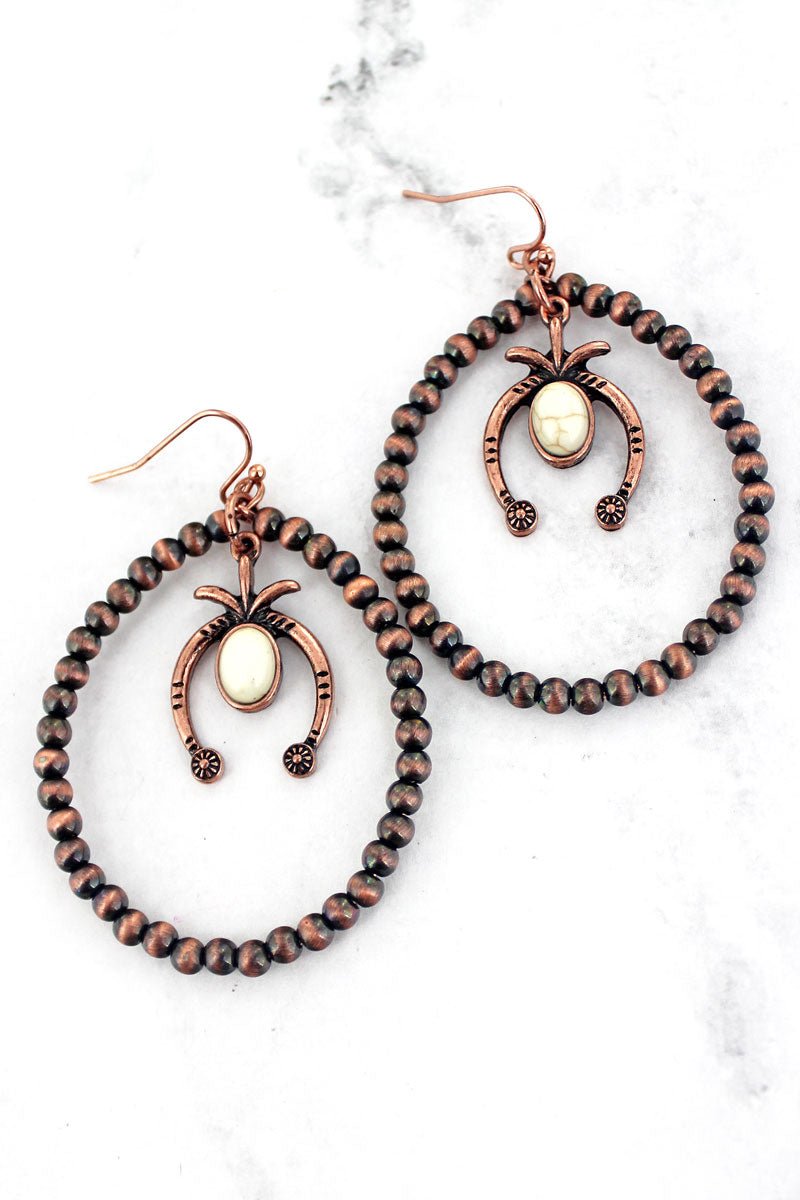 SALE! Naja Copper Navajo Inspired Pearl Hoop Earrings - Wholesale Accessory Market