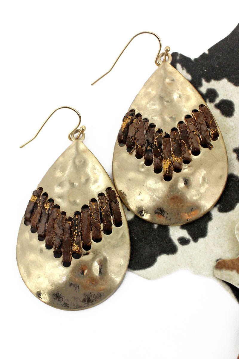 SALE! Brown Point Reyes Goldtone Teardrop Earrings - Wholesale Accessory Market
