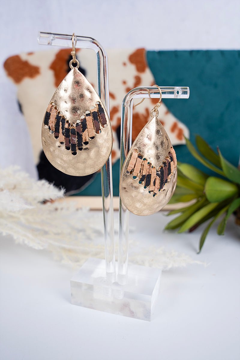 SALE! Leopard Point Reyes Goldtone Teardrop Earrings - Wholesale Accessory Market