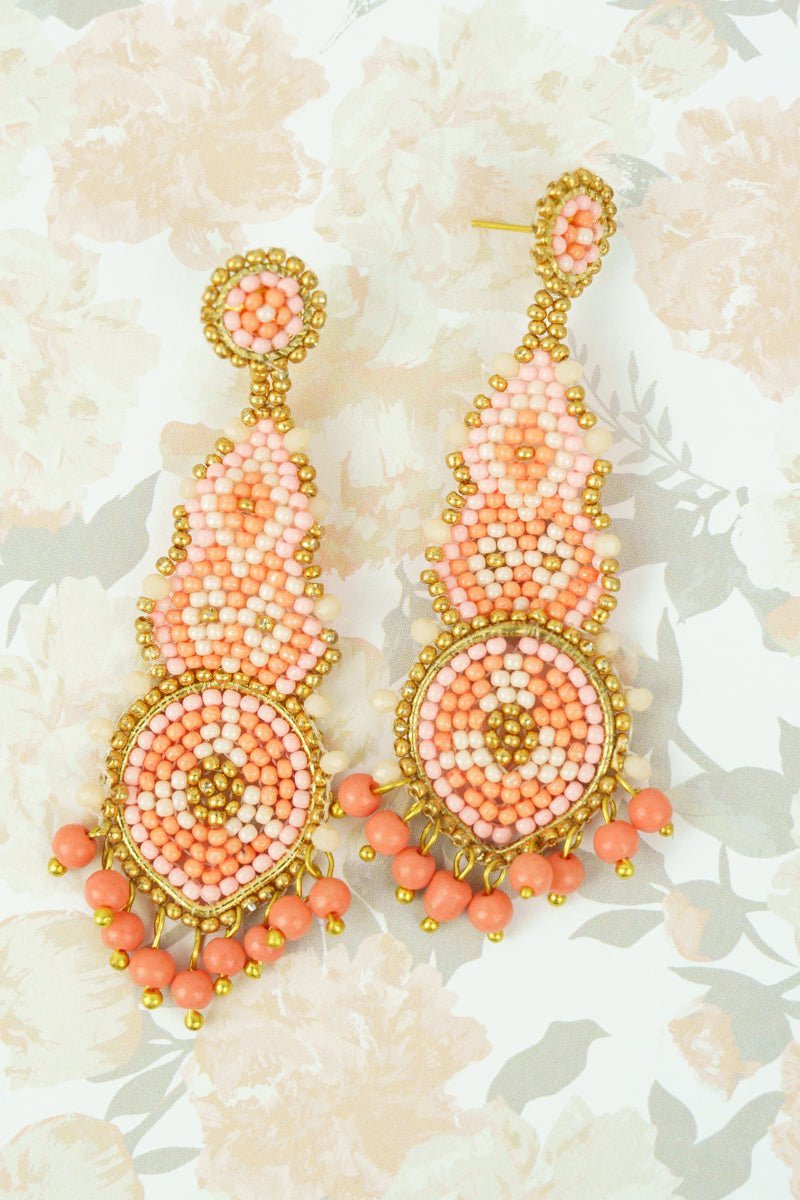 SALE! Peach Lexington Seed Bead Earrings - Wholesale Accessory Market
