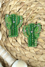SALE! Green Crystal and Seed Bead Cactus Earrings - Wholesale Accessory Market