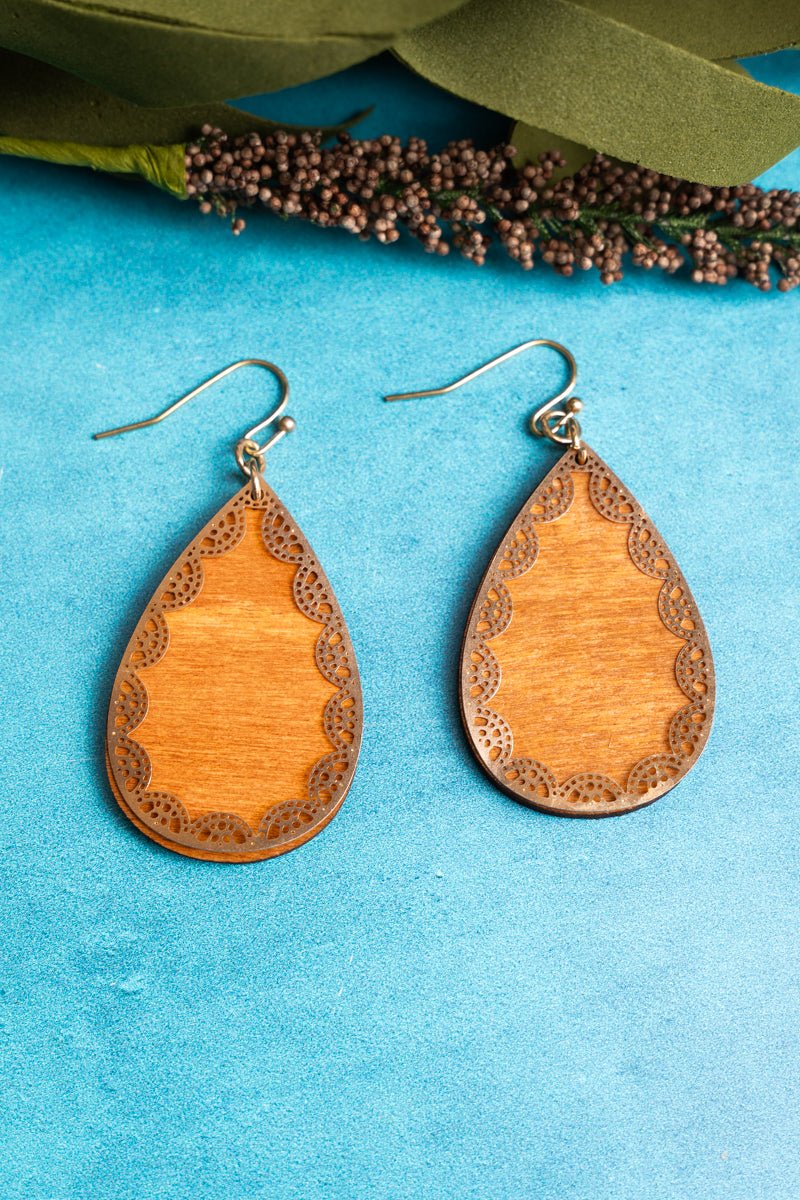SALE! Brown Wood and Goldtone Layered Earrings - Wholesale Accessory Market