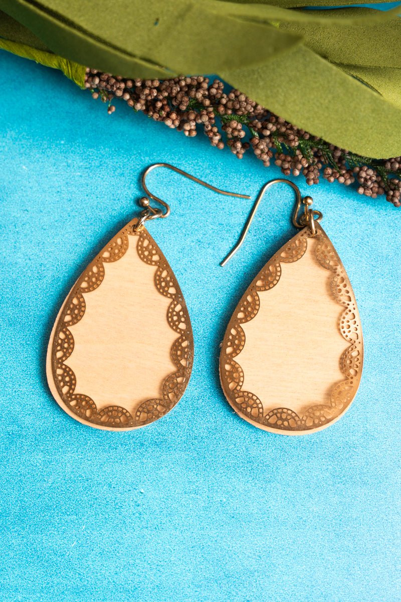 SALE! Ivory Wood and Goldtone Layered Earrings - Wholesale Accessory Market