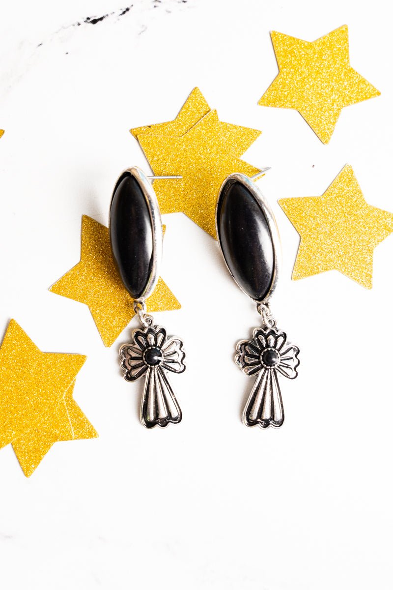 Black St. Marys Point Cross Earrings Wholesale Accessory Market