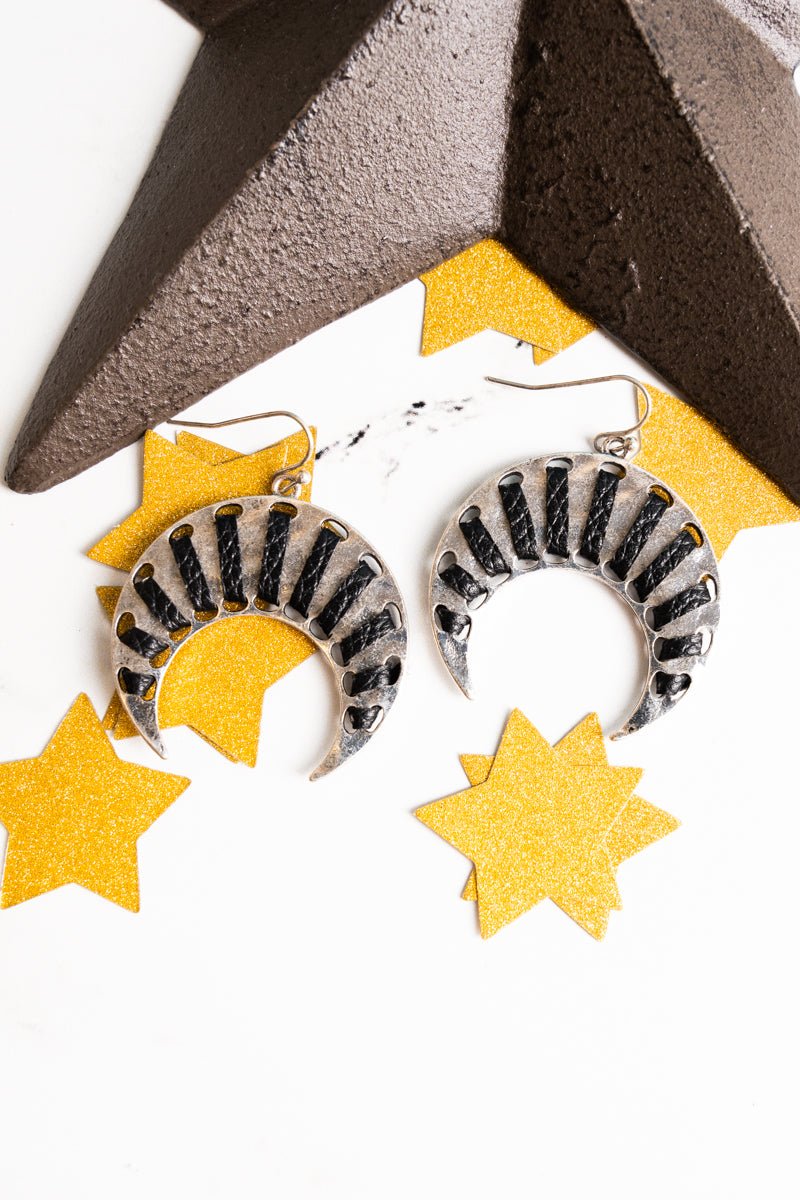 SALE! Black Stitched Naja Earrings - Wholesale Accessory Market