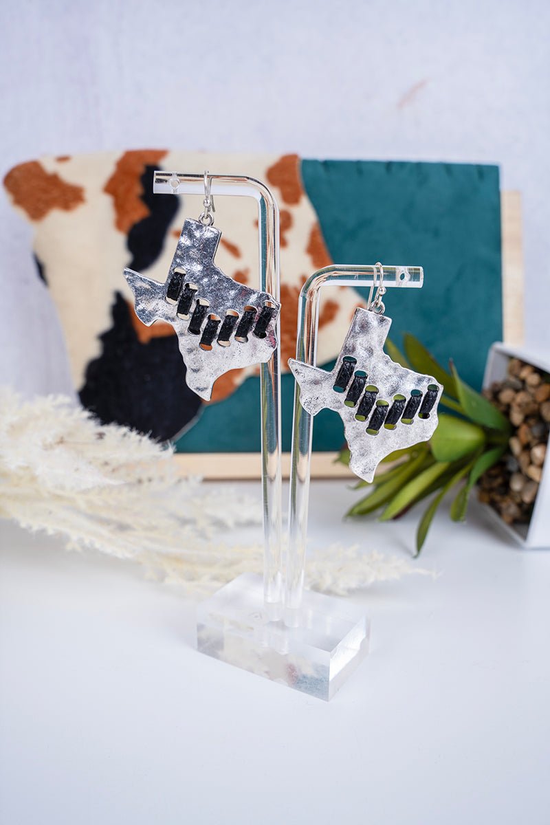SALE! Black Stitched Texas Earrings - Wholesale Accessory Market