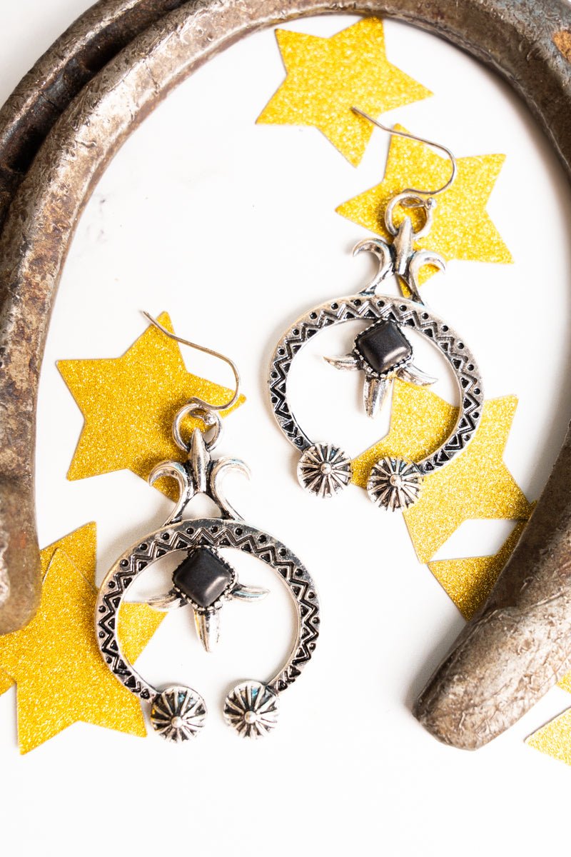 SALE! Black and Silvertone Sadler Arch Earrings - Wholesale Accessory Market