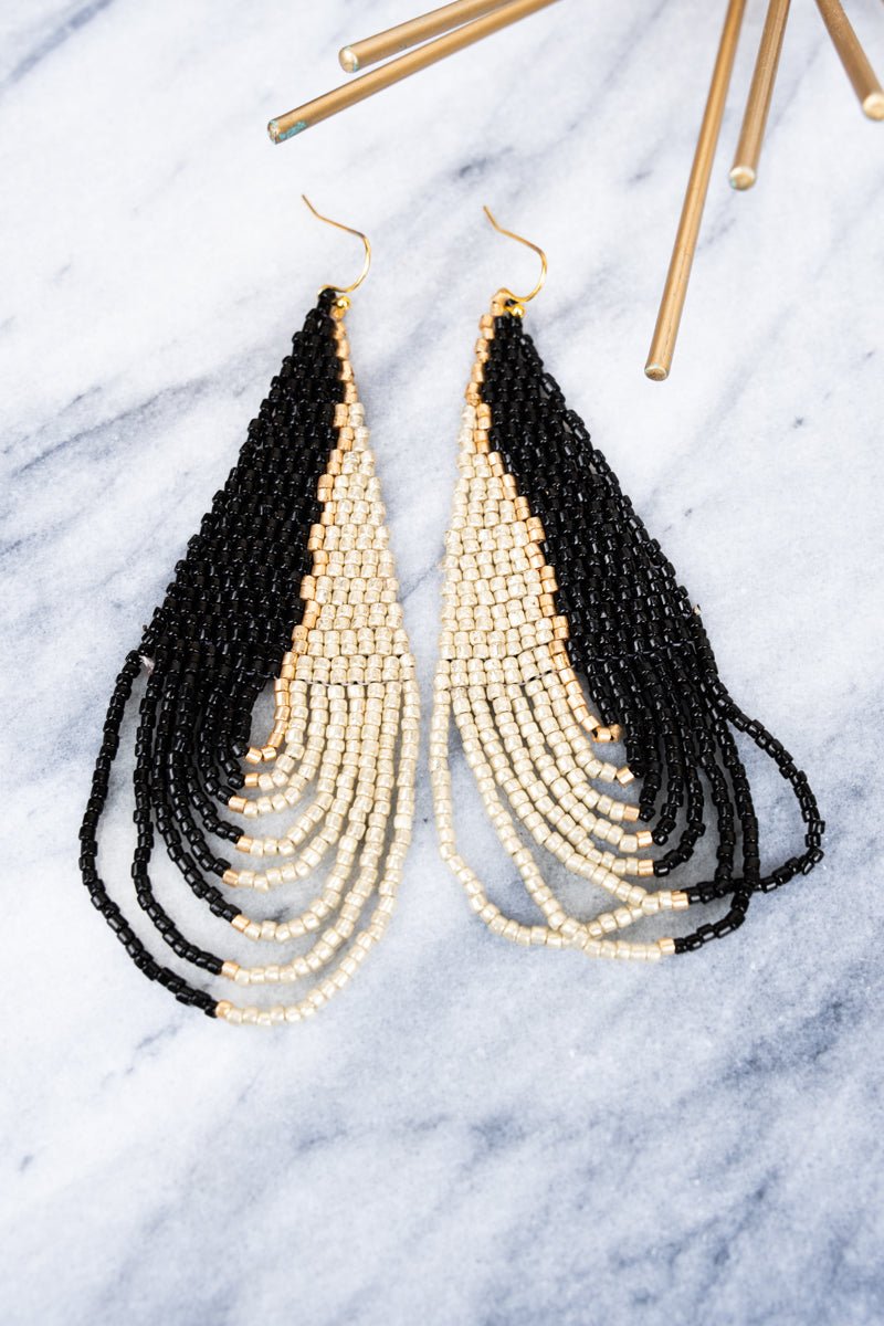 SALE! Kenya Crest Silver Sand Seed Bead Earrings - Wholesale Accessory Market
